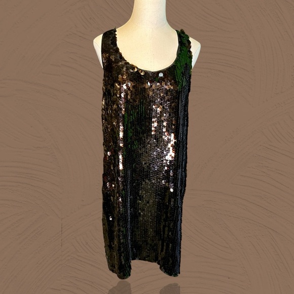 NWT Diane Von Furstenberg ‘Pellina Pialette’ Brown Tortoise Sequin Sheath Dress - Picture 1 of 16